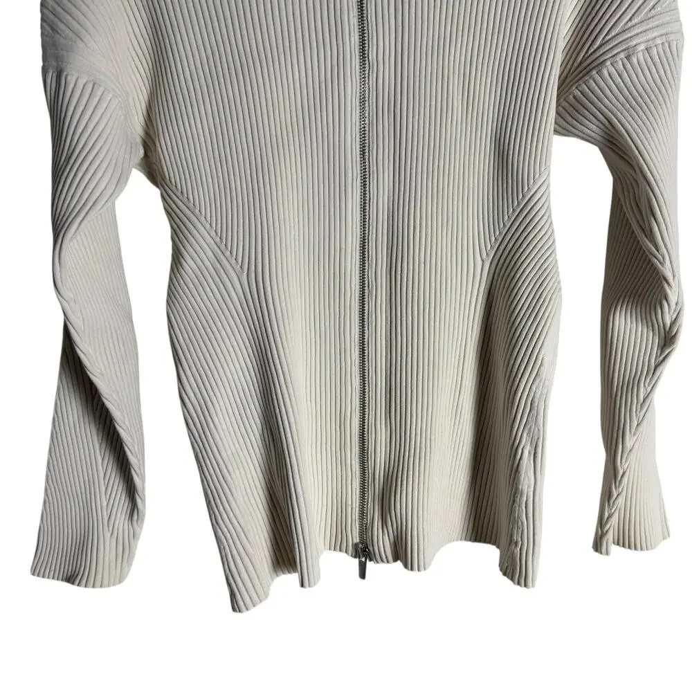 A.L.C. Noa Cream Ribbed Knit Zip Up Cardigan Sweater Size Large - Picture 7 of 12